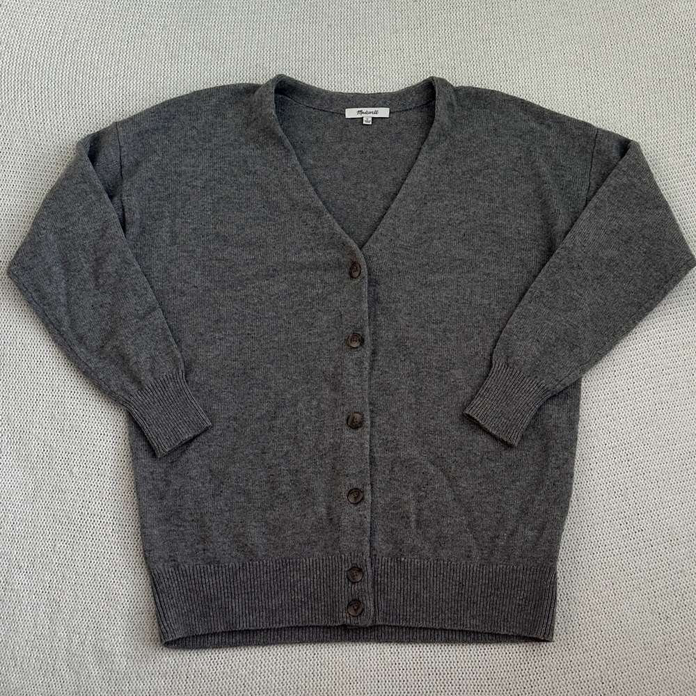 Madewell Wool/Cotton Blend Button Down Cardigan Gray Size Small